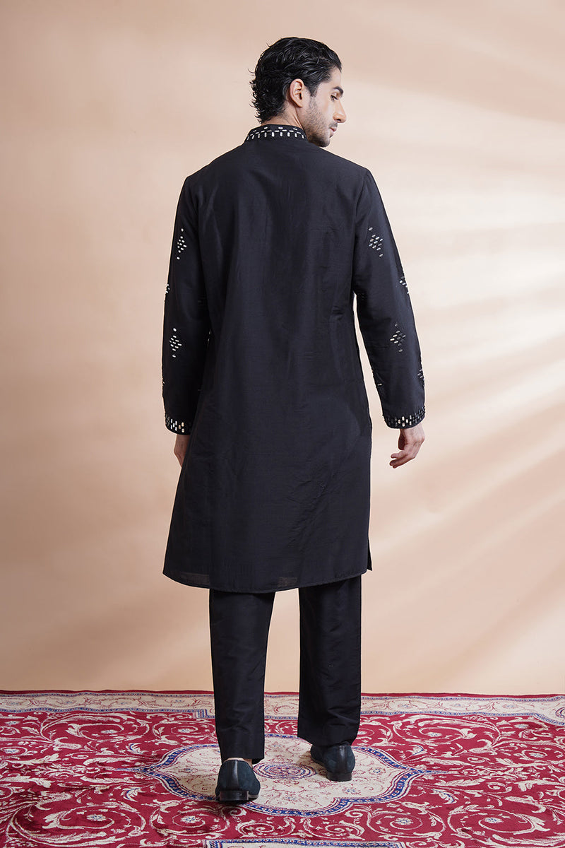 Black Embroidered Kurta Set