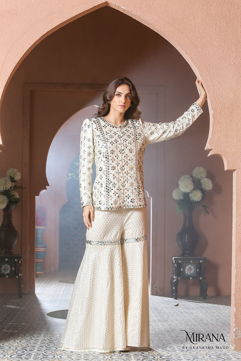 Noor- Mirror Work Jacket Garara Set