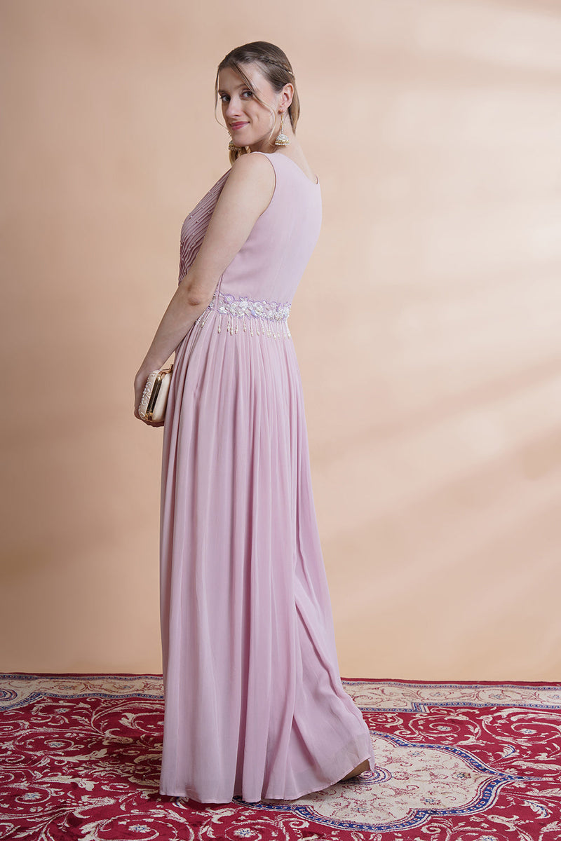 Mauve Georgette Flare  Gowns Set