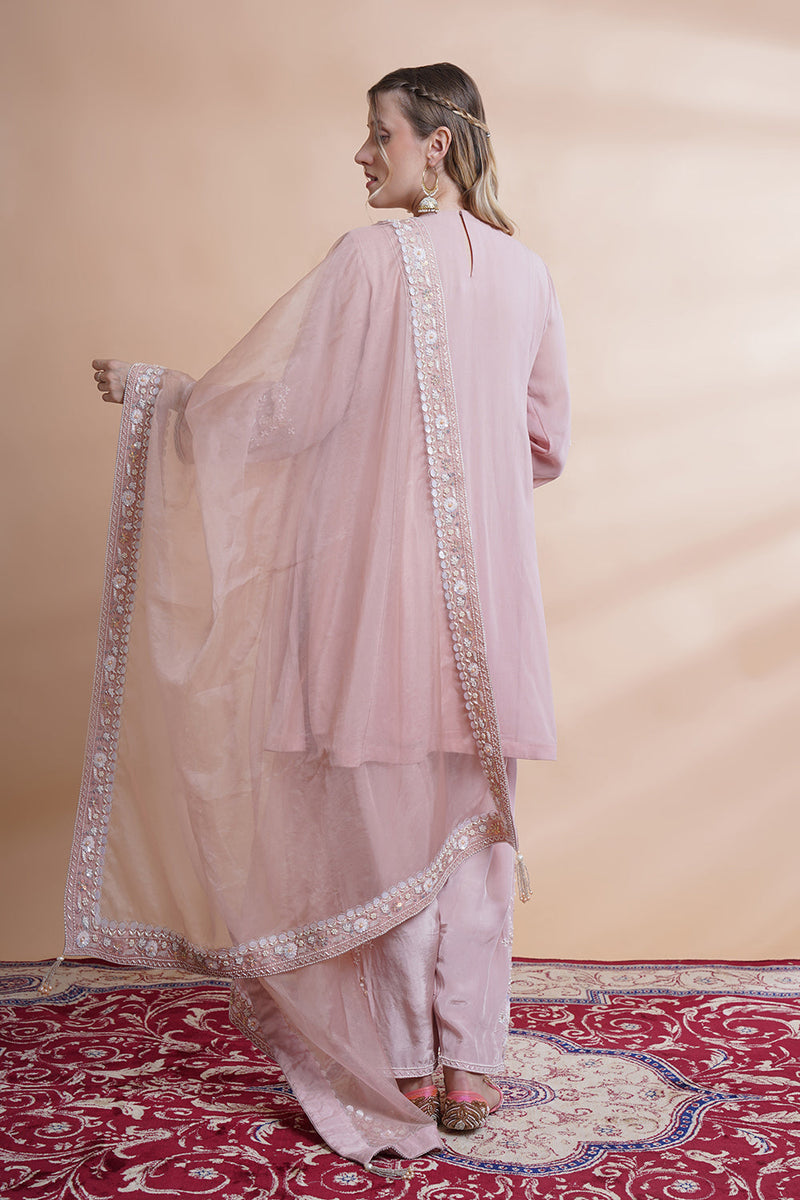 Mauve Georgette Stylised Kurta Set