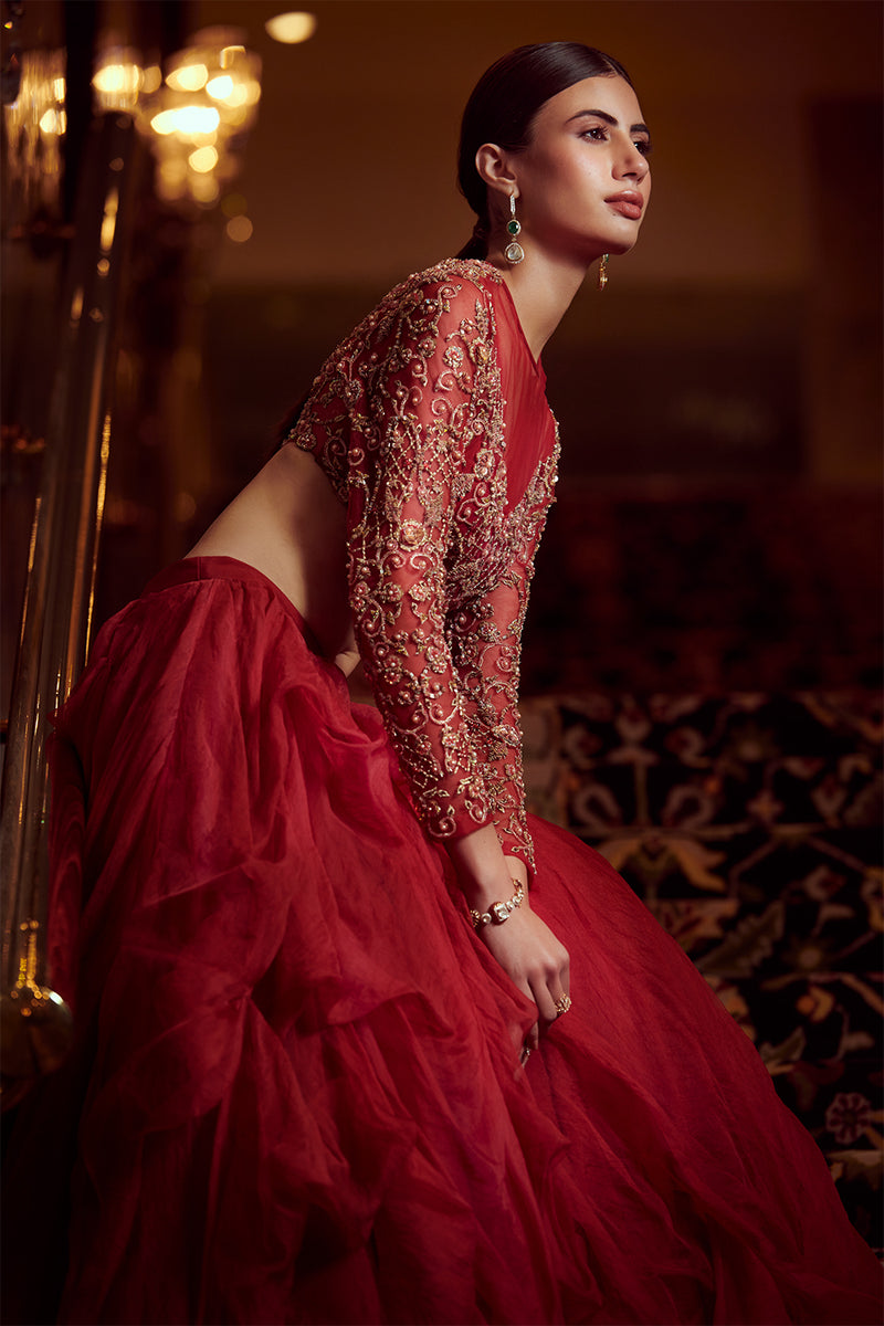 Red Lehenga | Wedding Formals By Akbar Aslam | U-1490 - Buy Online