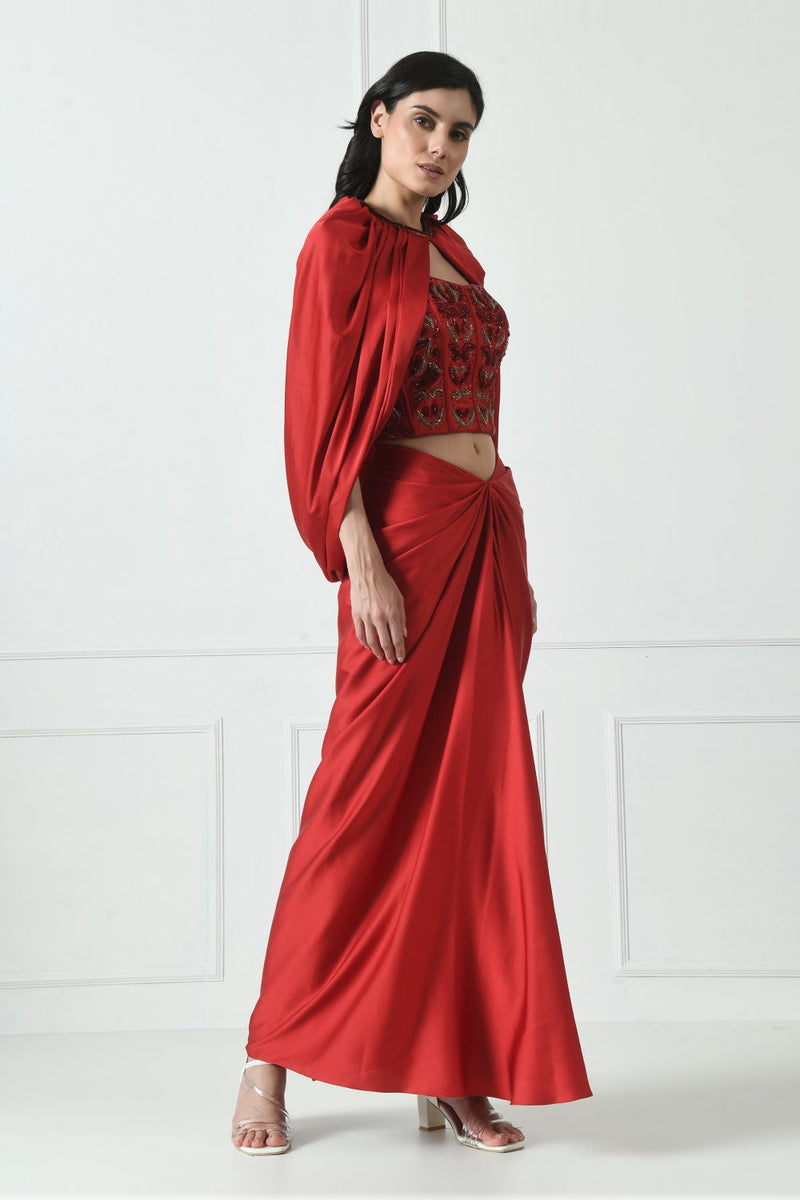 Red Indo Western Skirt Dress