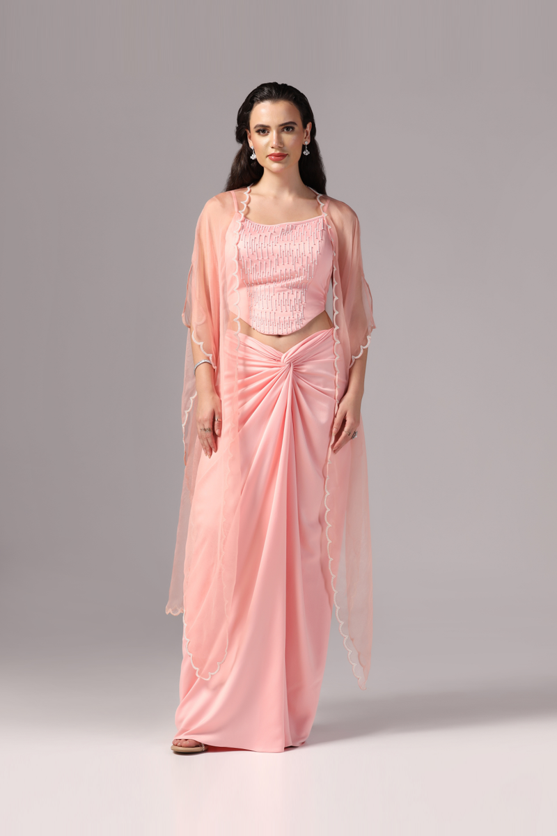 Pink Indo Western Skirt Dress