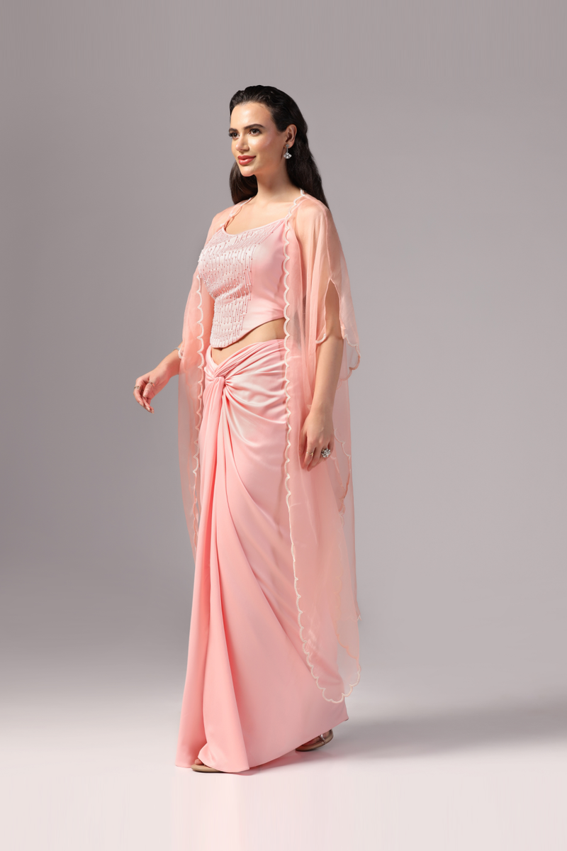 Pink Indo Western Skirt Dress