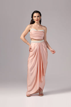 Peach Indo Western Skirt Dress