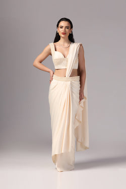 Ivory Indo Western Saree