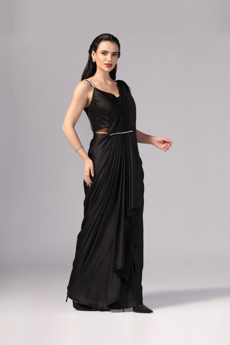 Black Indo Western Saree