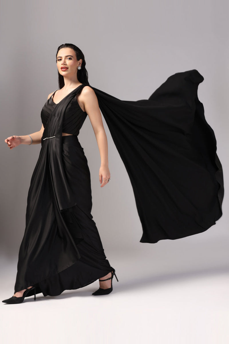 Black Indo Western Saree