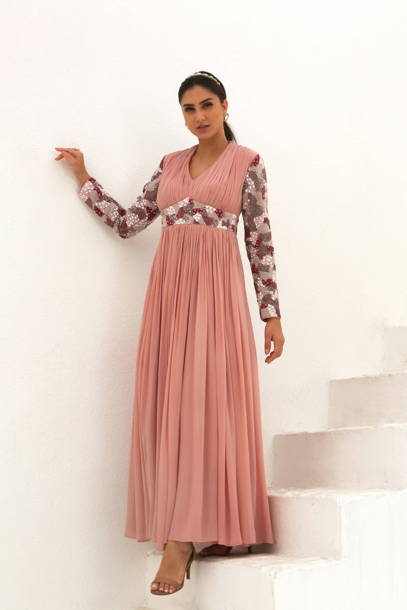 Rosanne - Rose Pink Embroidered Gown