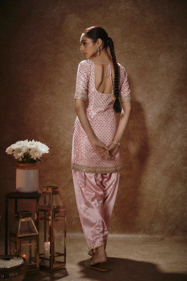 Blush Pink & Gold Kurta Salwar Set