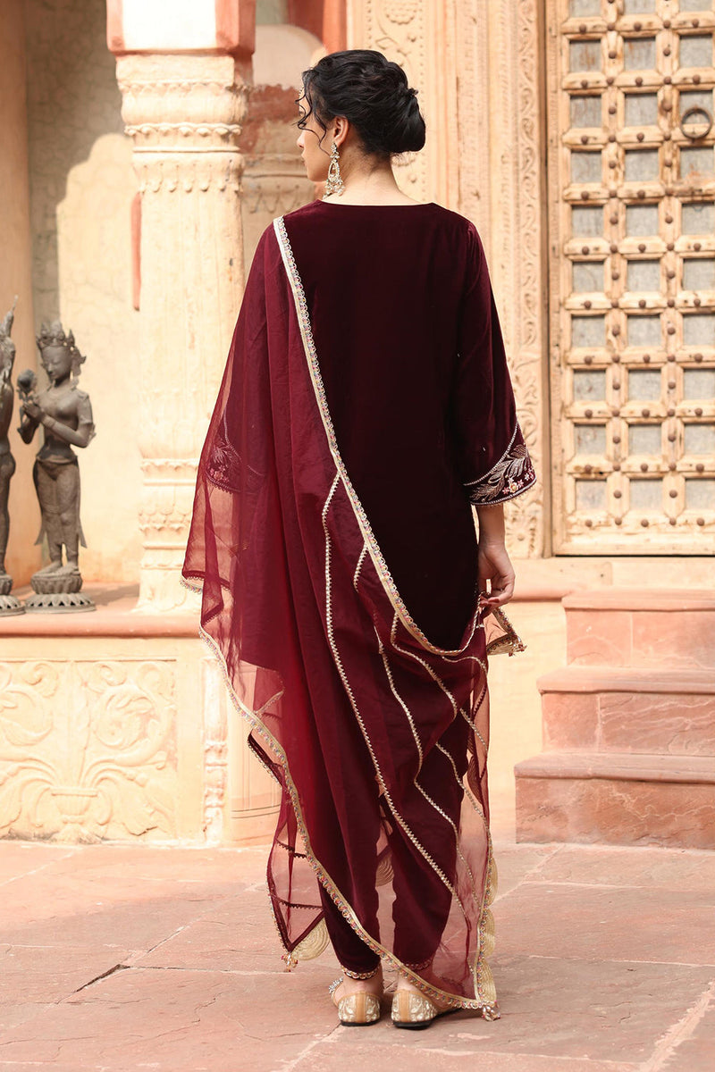 Wine Dhoti Set