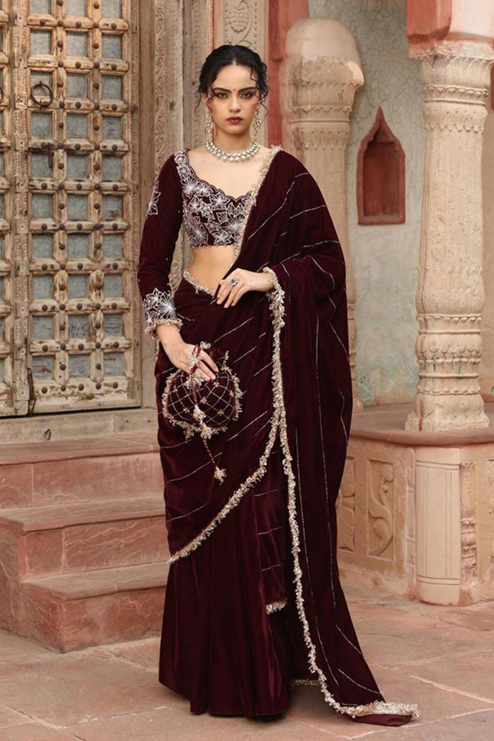 Wine Saree