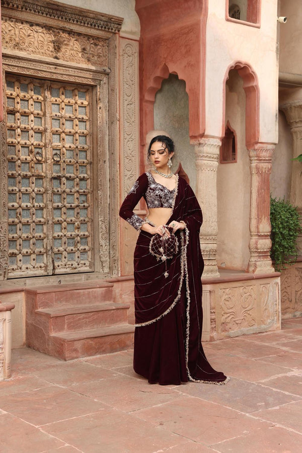 Wine Saree