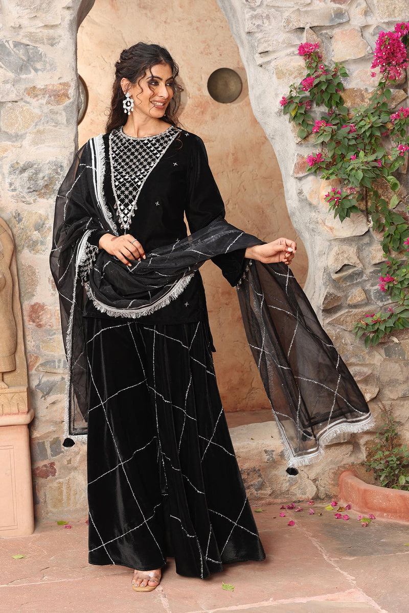 Black Sharara Set