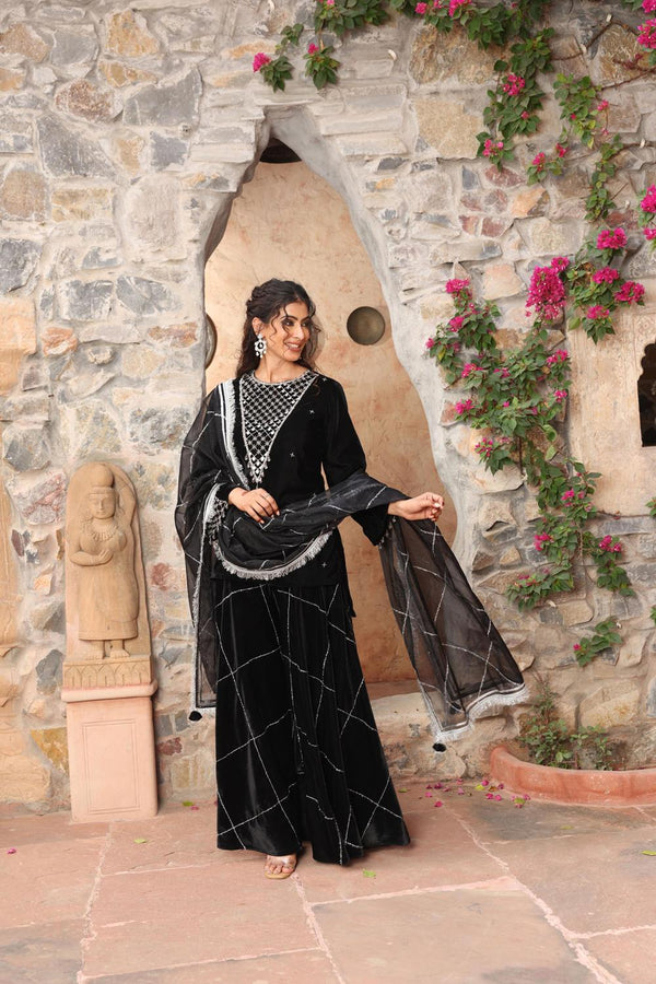 Black Sharara Set