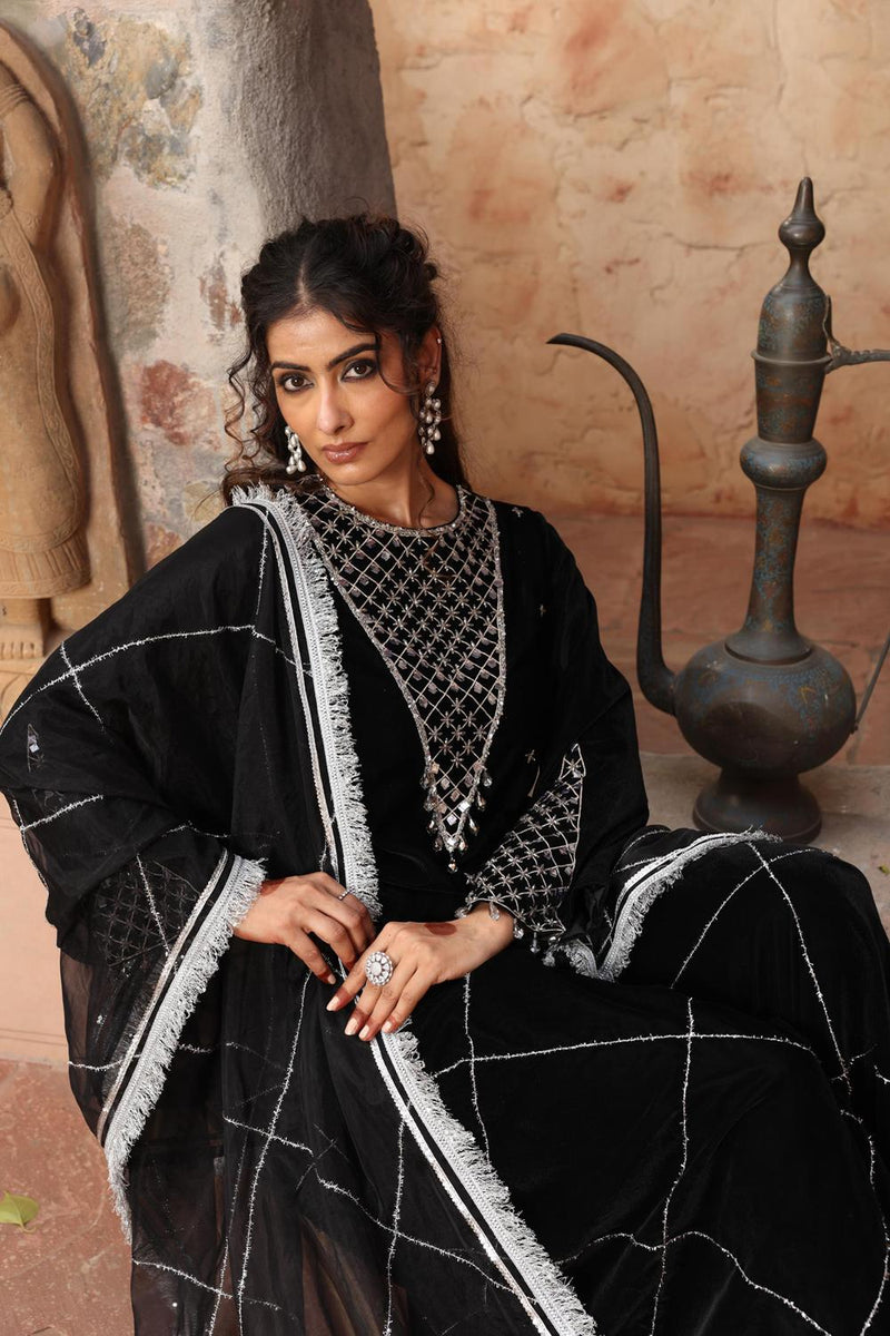 Black Sharara Set