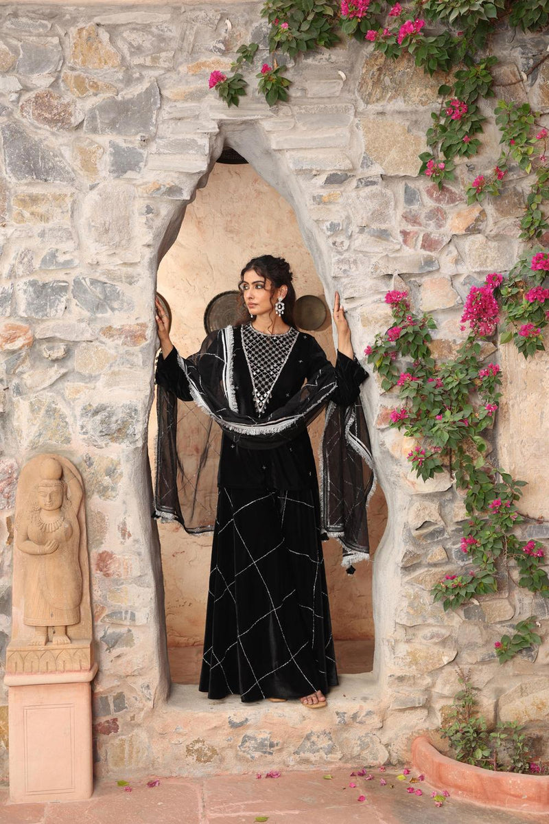 Black Sharara Set