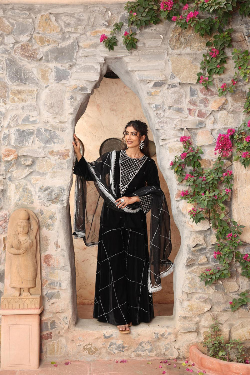 Black Sharara Set