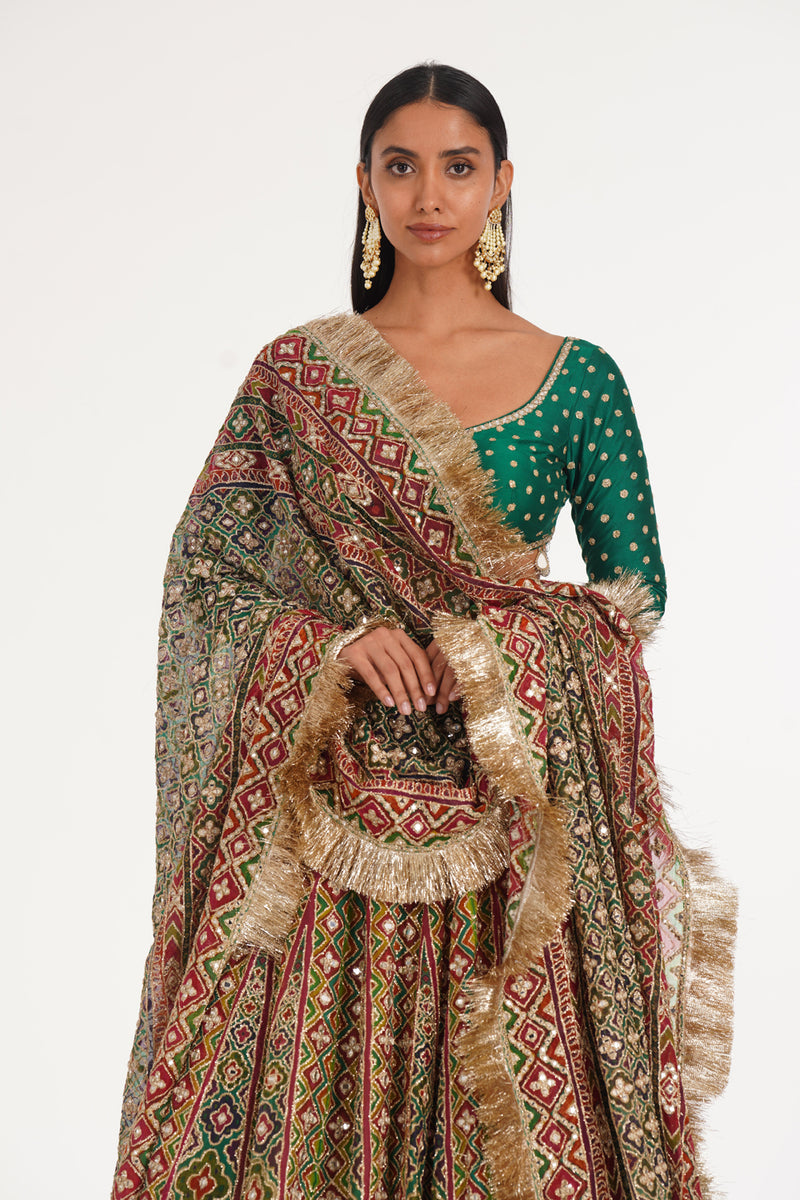 Magnolia Chevron Pattern Lehenga Set