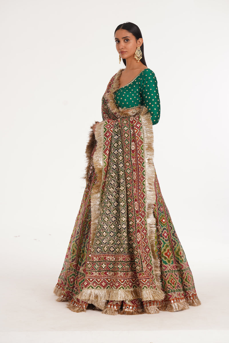 Magnolia Chevron Pattern Lehenga Set