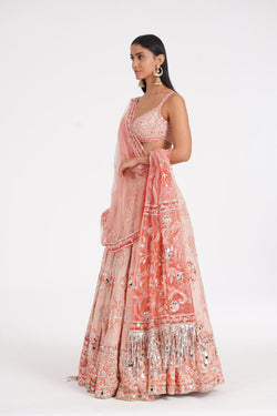 Peach Quarts Lehenga Set