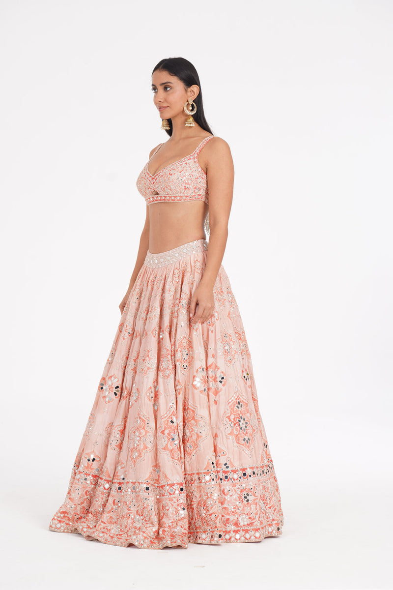 Peach Quarts Lehenga Set