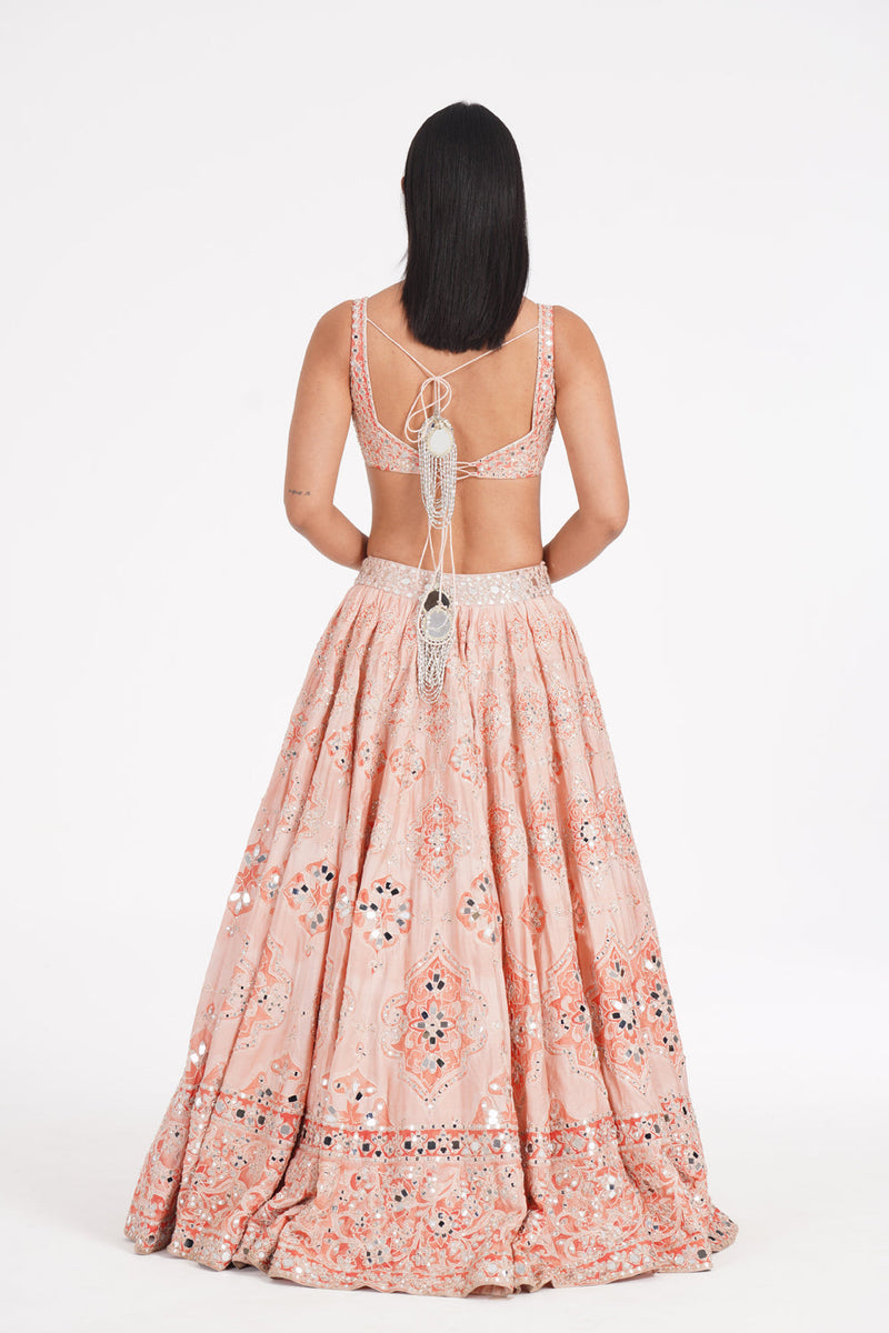 Peach Quarts Lehenga Set