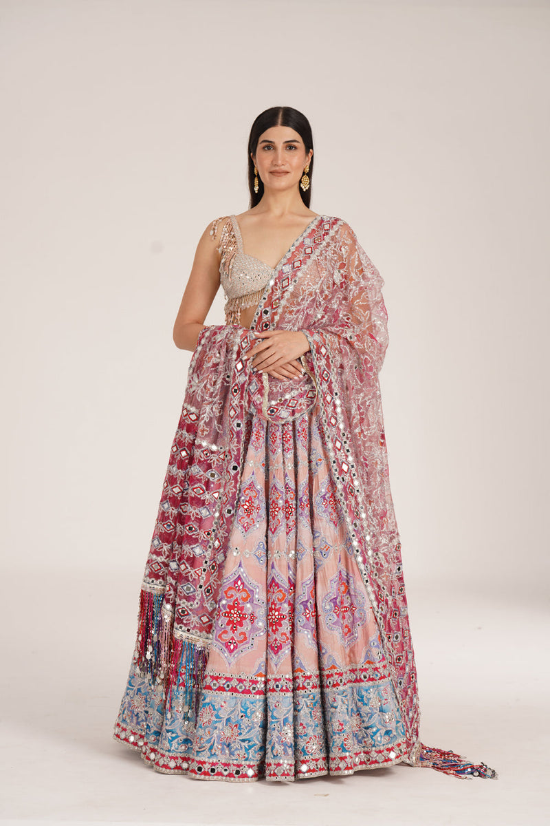 Ucla Peach Hues Lehenga Set