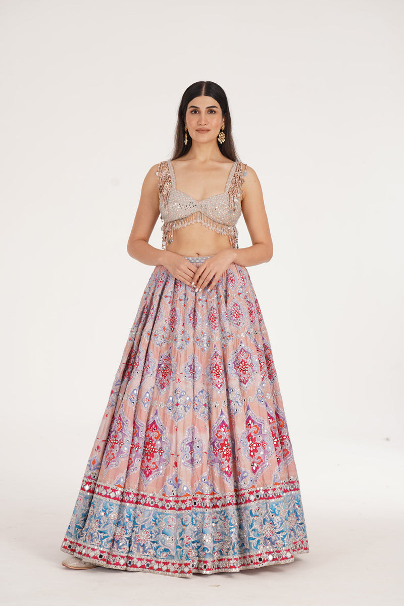 Ucla Peach Hues Lehenga Set