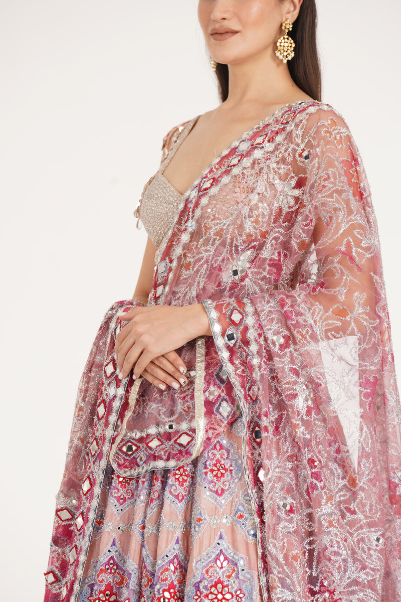 Ucla Peach Hues Lehenga Set