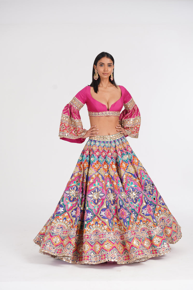 Psychedelic Hues Lehenga Set