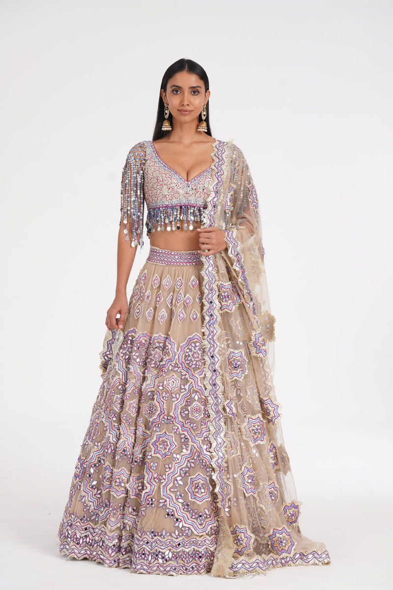 Oyster Daisy Lehenga Set