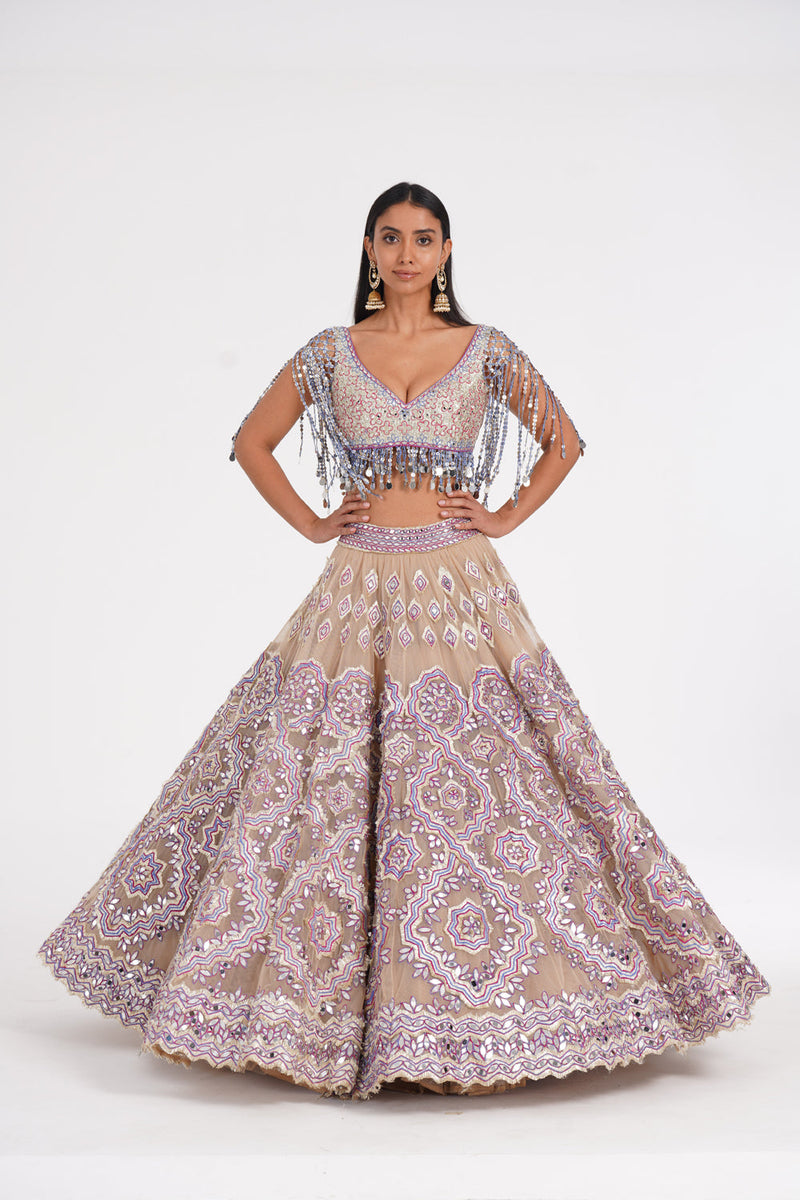 Oyster Daisy Lehenga Set