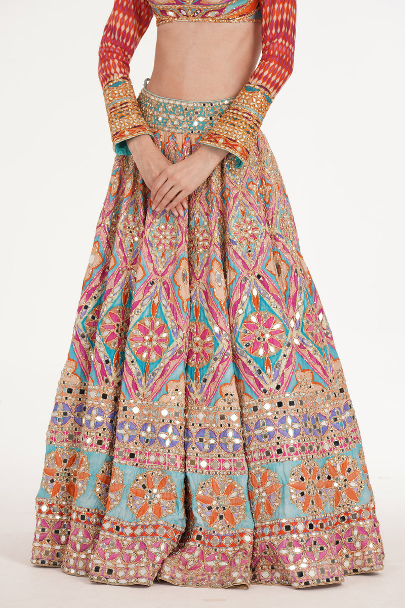 Lake Blue Multishade Lehenga Set