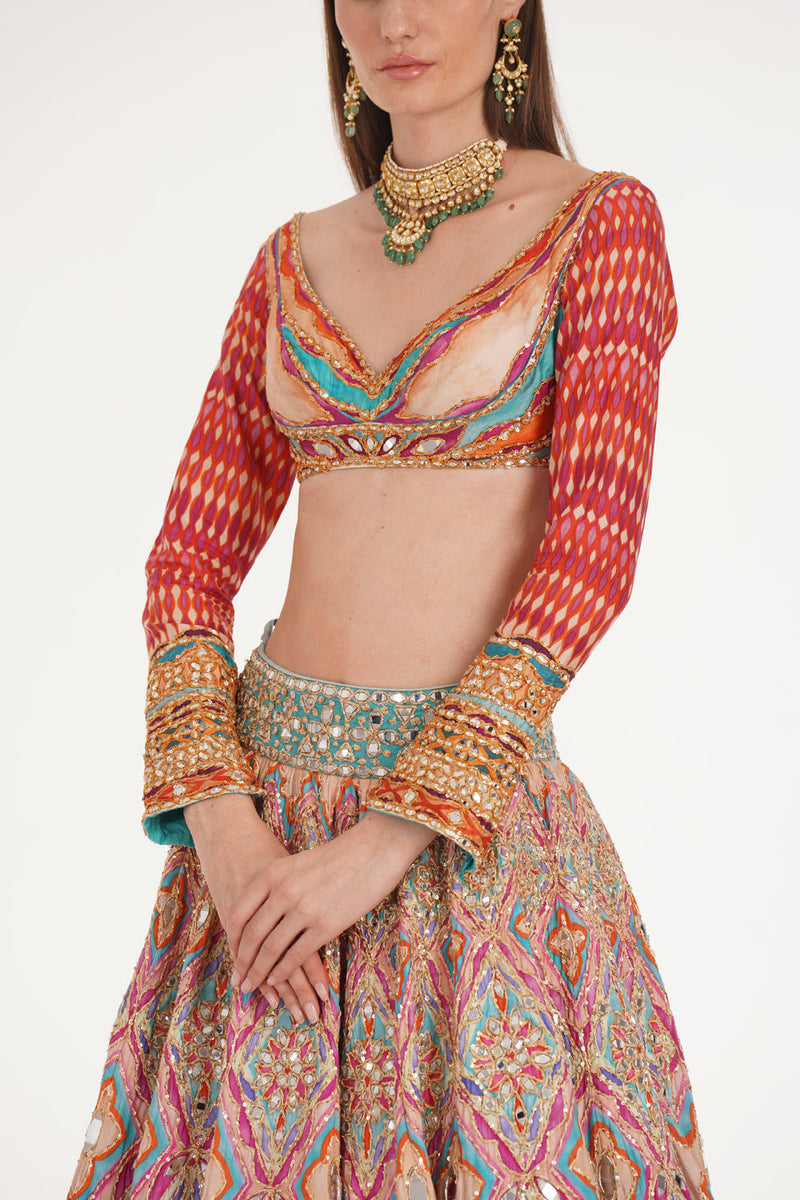 Lake Blue Multishade Lehenga Set