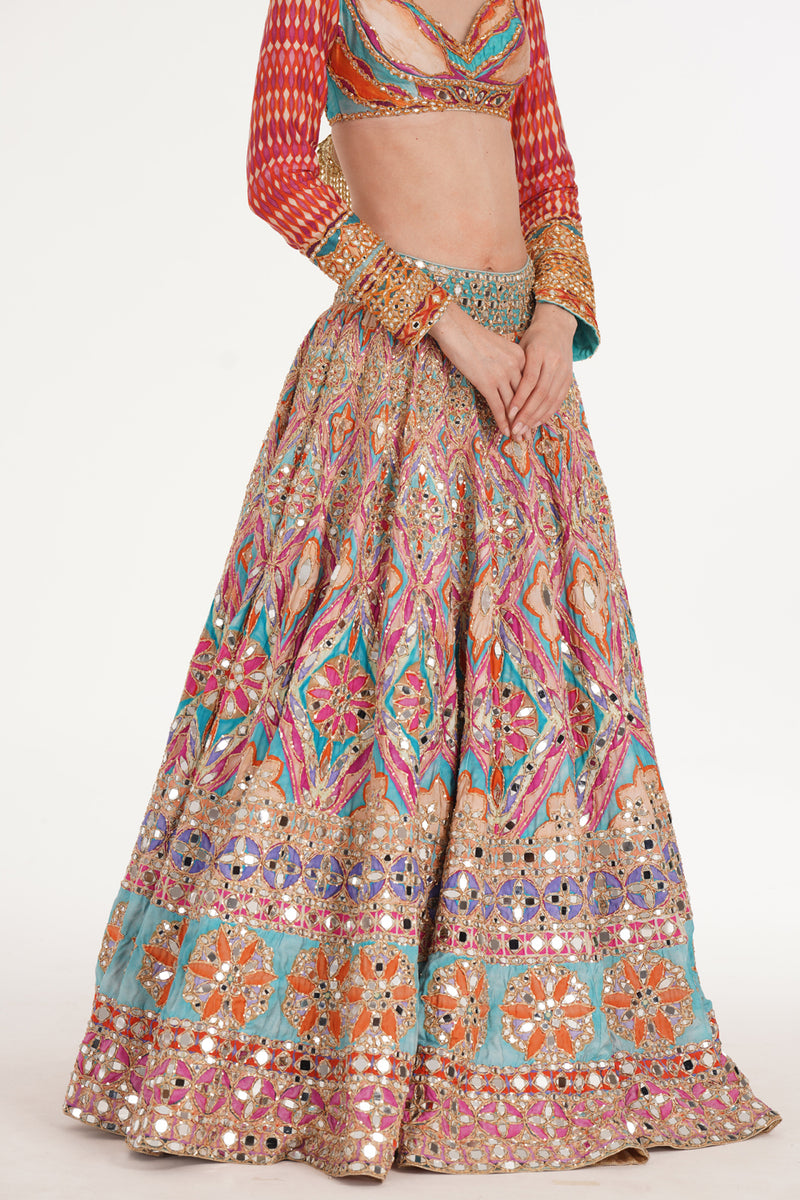 Lake Blue Multishade Lehenga Set