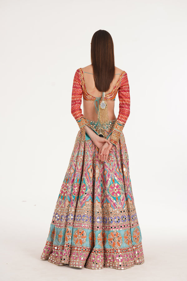 Lake Blue Multishade Lehenga Set