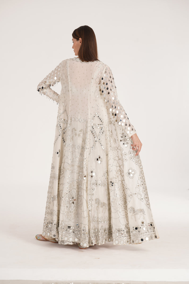 Snowbound Ivory Jacket Sharara Set