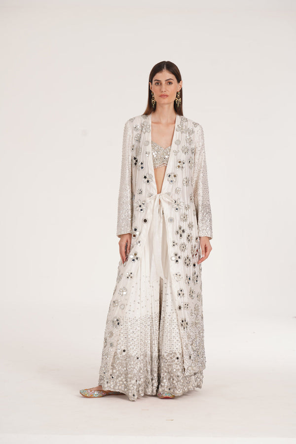 Chantilly Lace Jacket Sharara Set