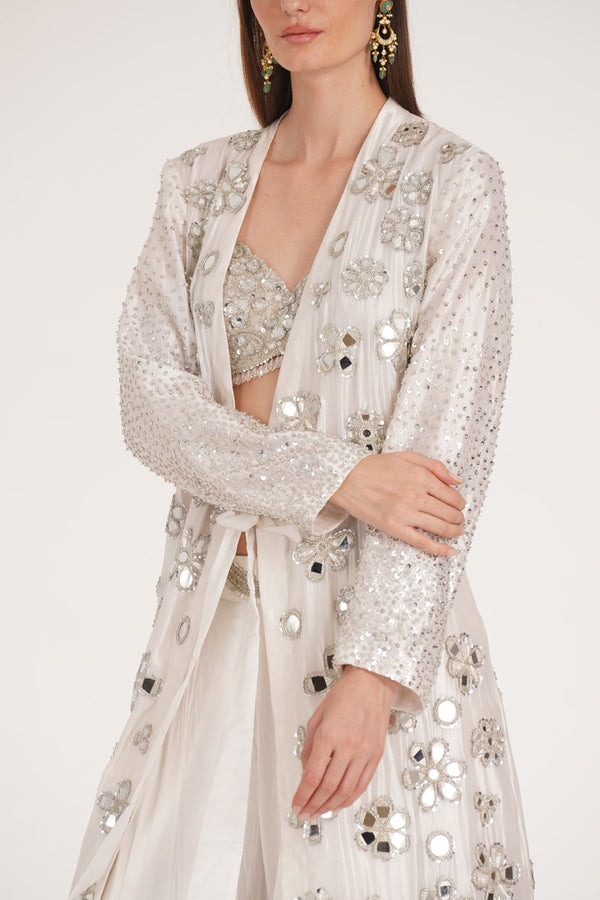 Chantilly Lace Jacket Sharara Set