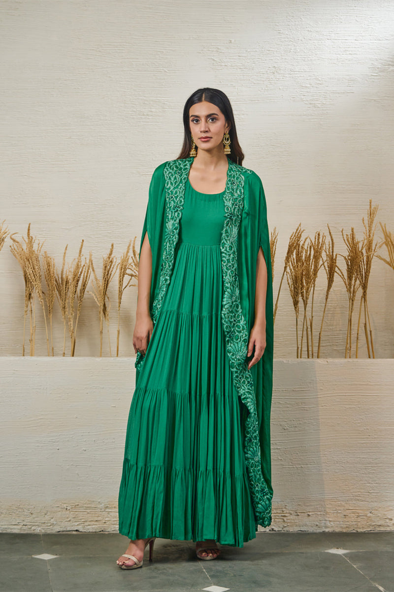 Emerald Green Cape With Gown