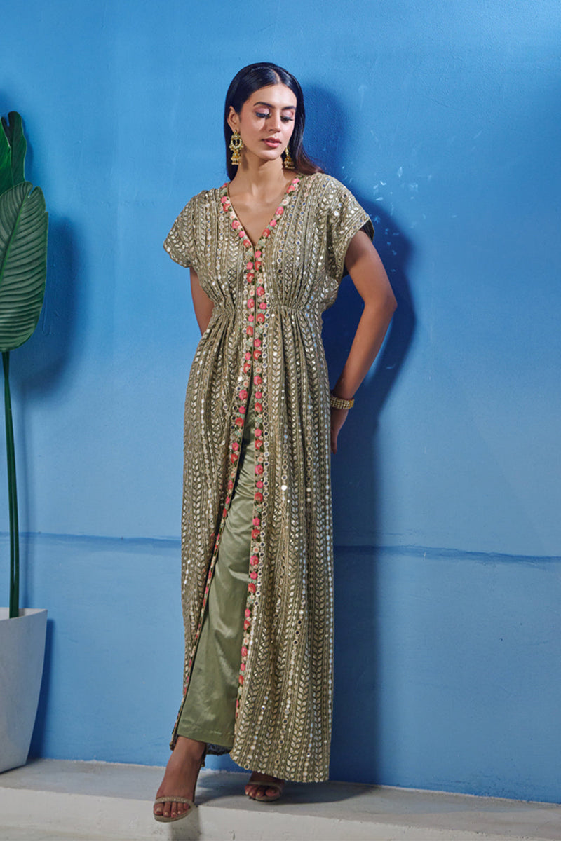 Zari & Patra Long Kaftaan Gown With Pants