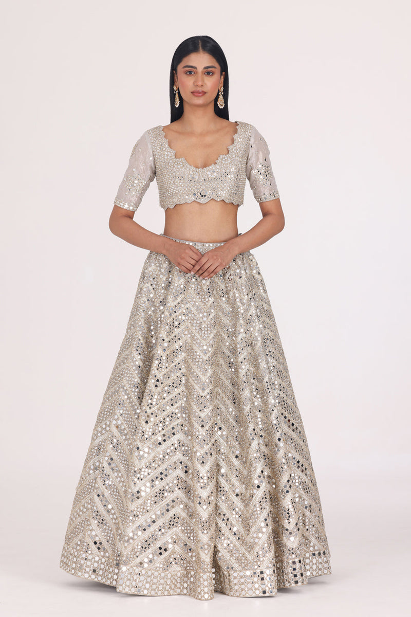 Linears Pattern Embellished Lehenga Set