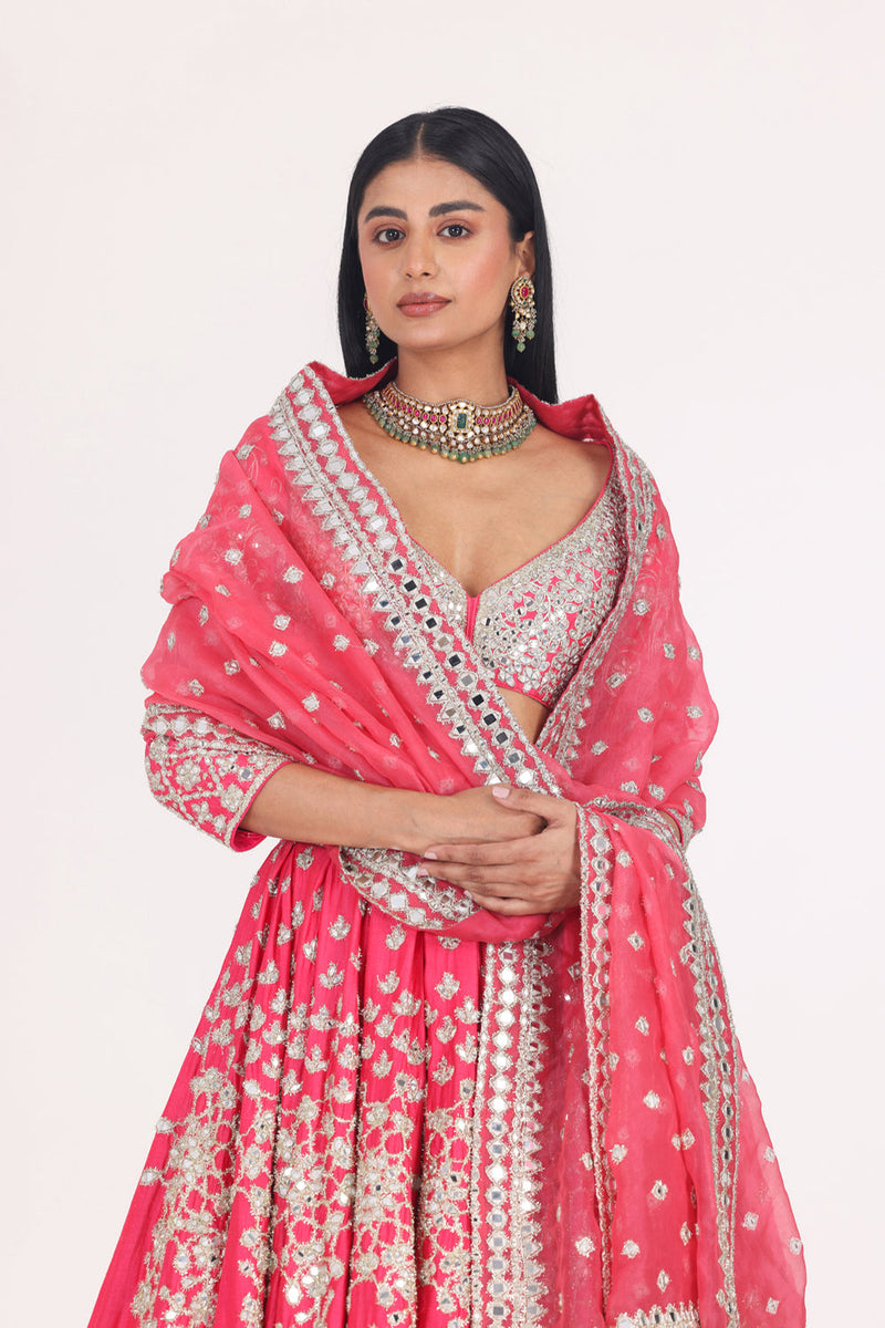 Begum Fuchsia Lehenga Set