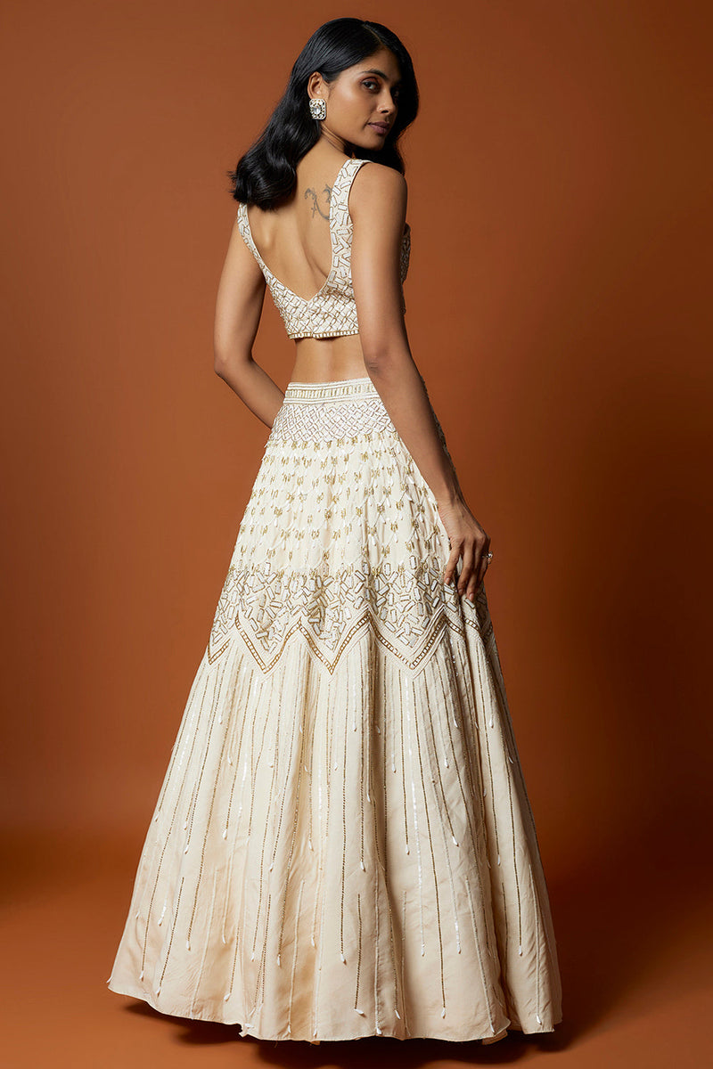 Ivory Gold Embroidered Lehenga Set