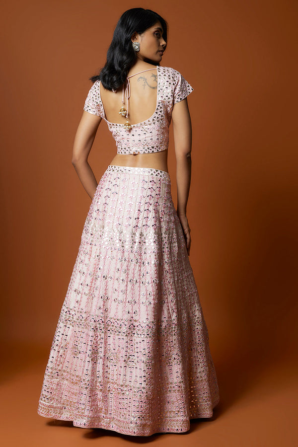 Baby Pink Embroidered Lehenga Set