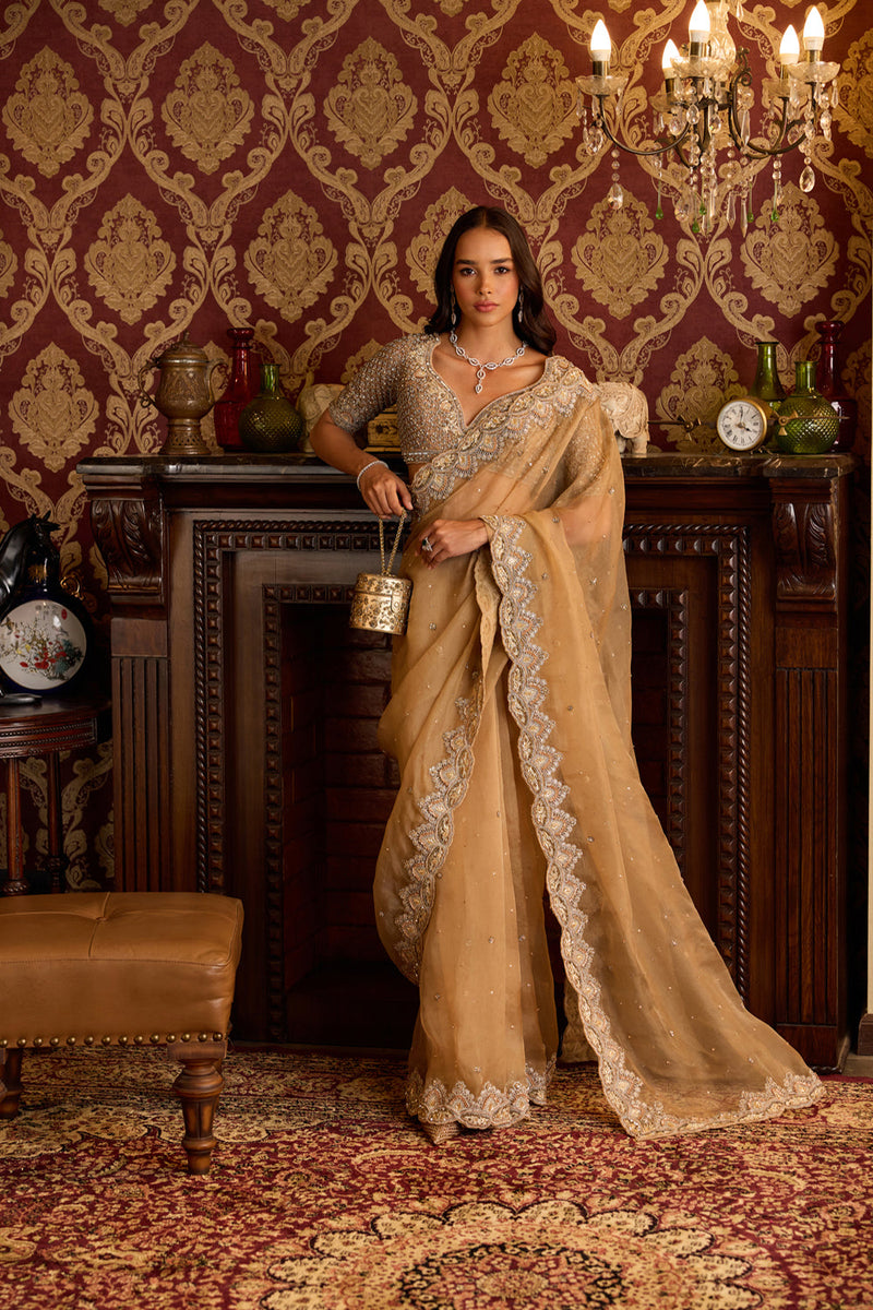 Champagne Gold Organza Elegance Sari