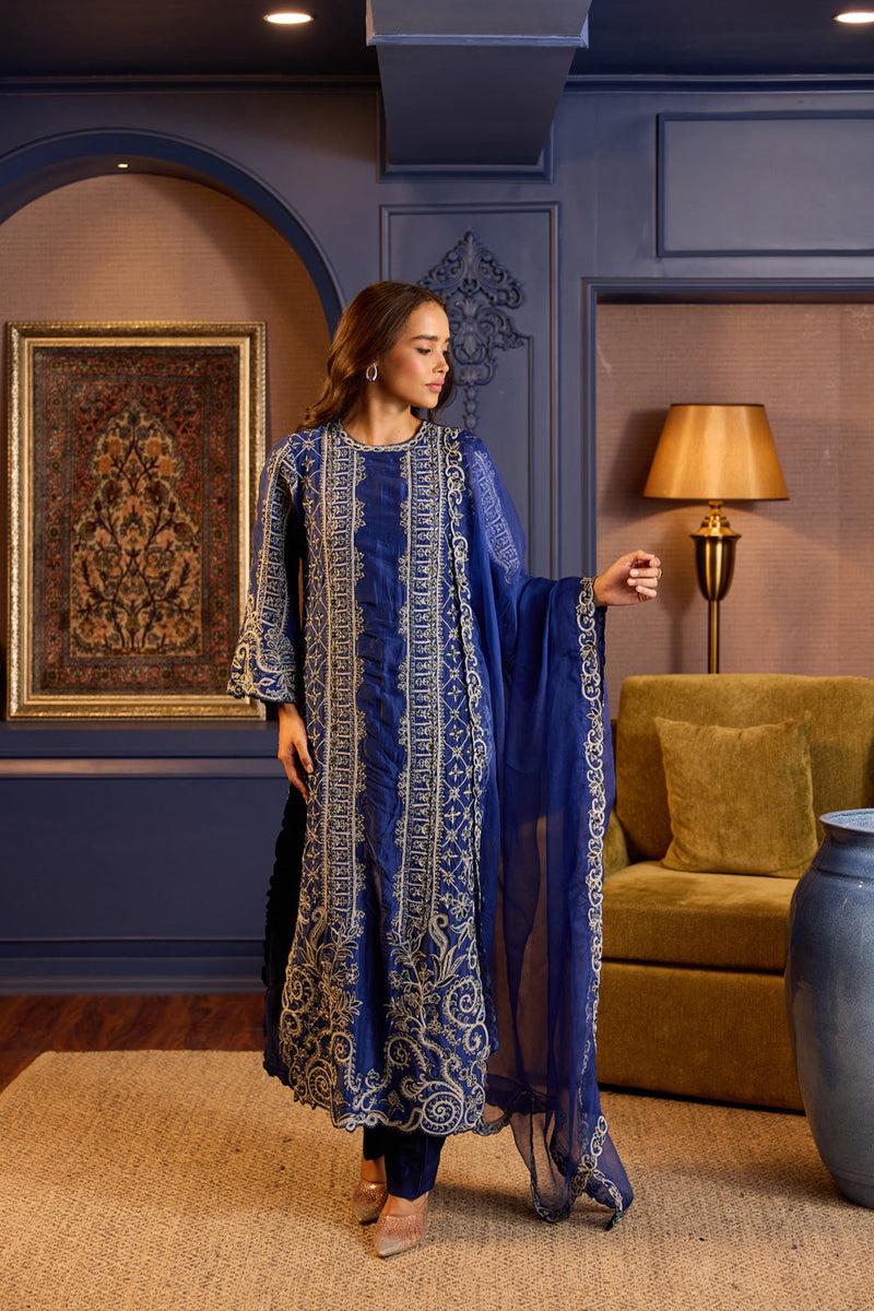 Stunning Blue Silk Pakistani Suit