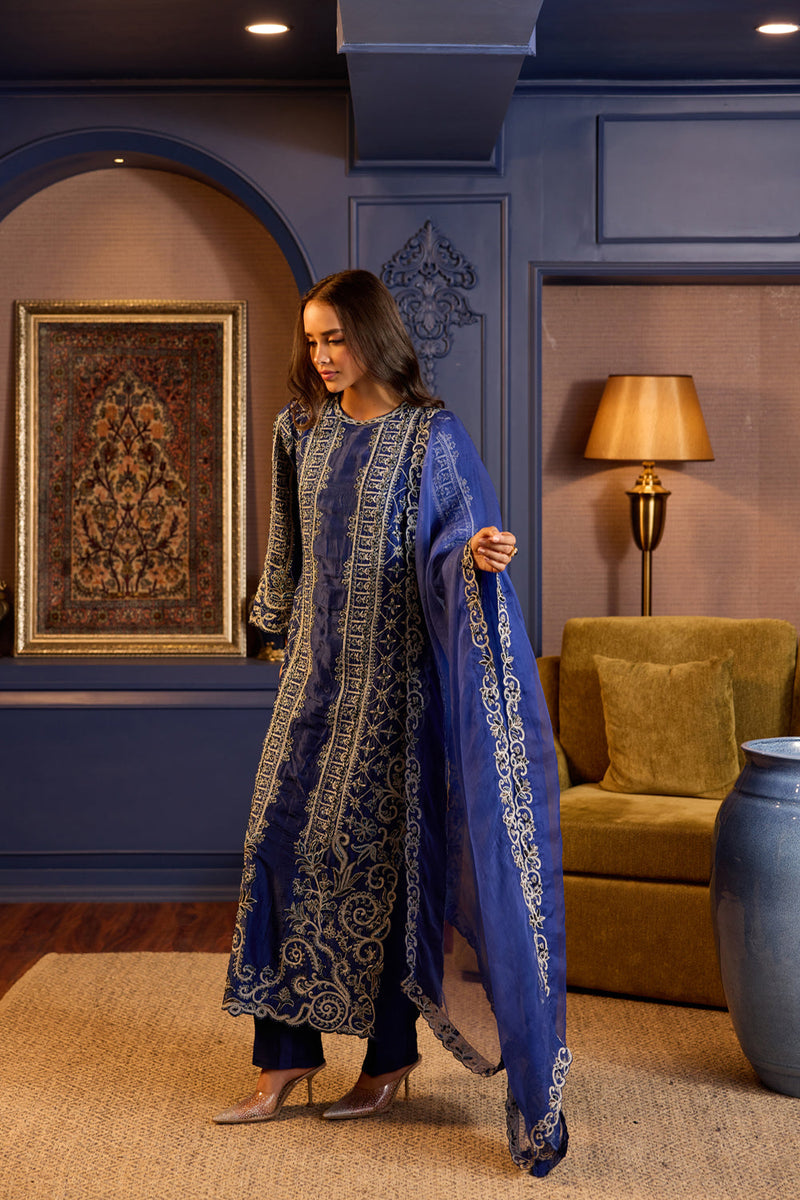 Stunning Blue Silk Pakistani Suit