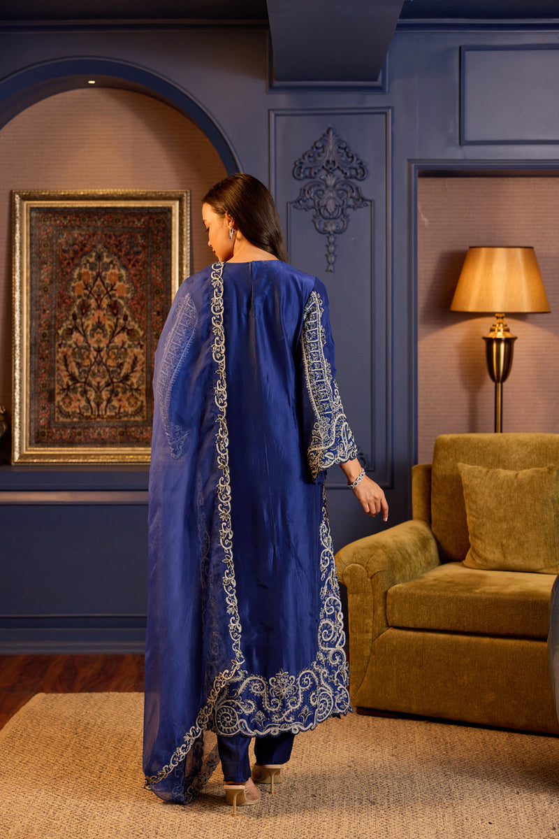 Stunning Blue Silk Pakistani Suit